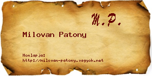 Milovan Patony névjegykártya